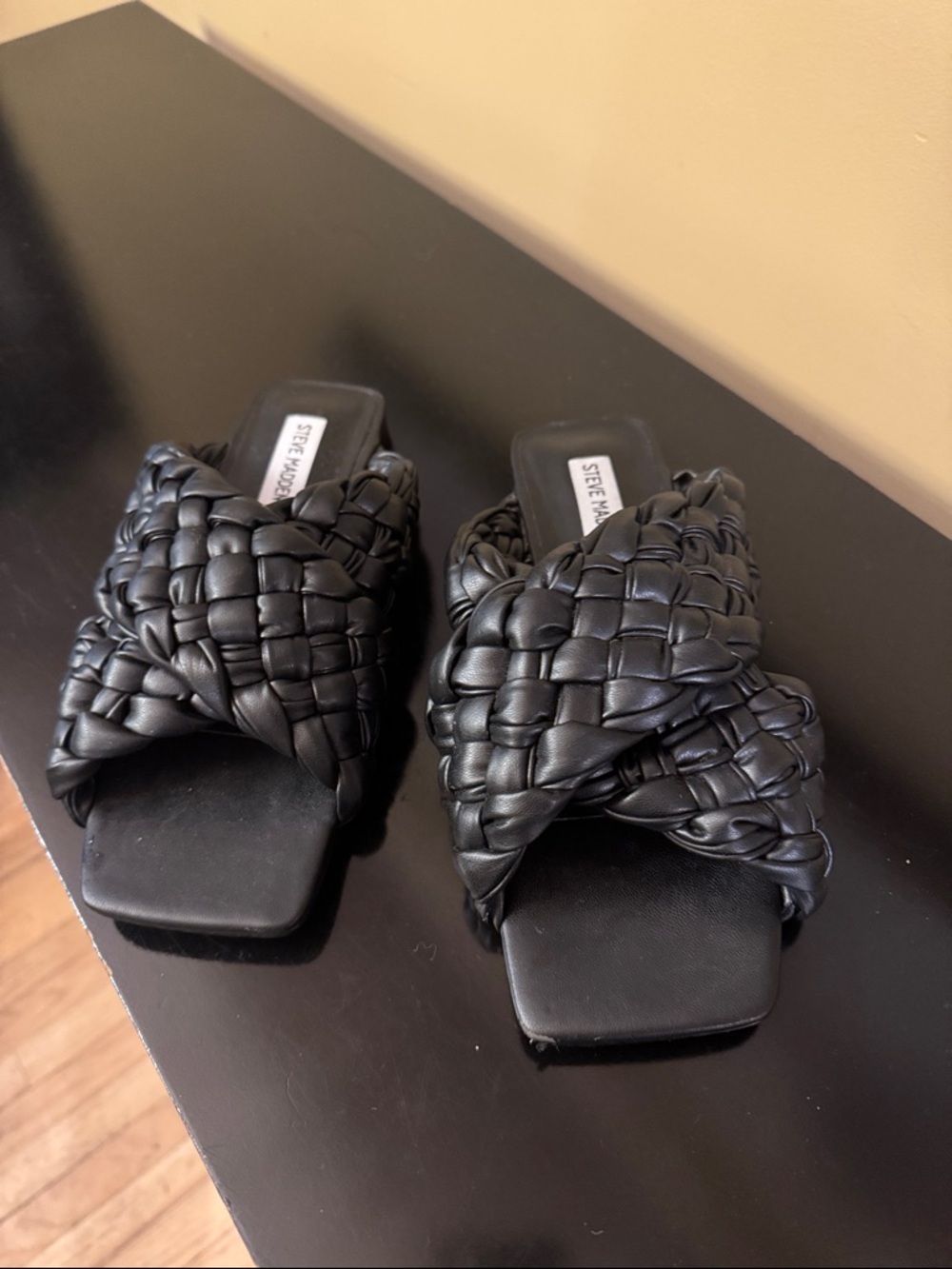 Steve Madden Black Braided Slide Mules